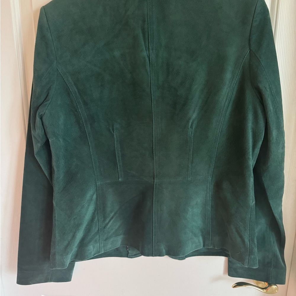Bernardo Green Suede Button-Front Jacket - Picture 2 of 7